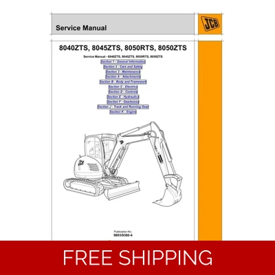 JCB 8040ZTS, 8045ZTS, 8050ZTS, 8050RTS MINI CRAWLER EXCAVATOR WORKSHOP MANUAL